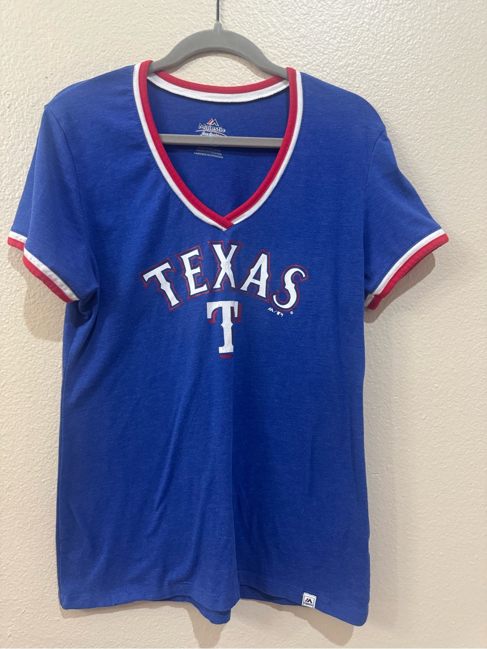 Majestic Blue Fan Tee with Red & White Trim